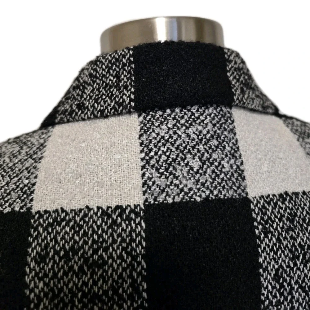 The Limited Womens 90s‎ Vintage Blazer Jacket Wool Black White Plaid Size Medium